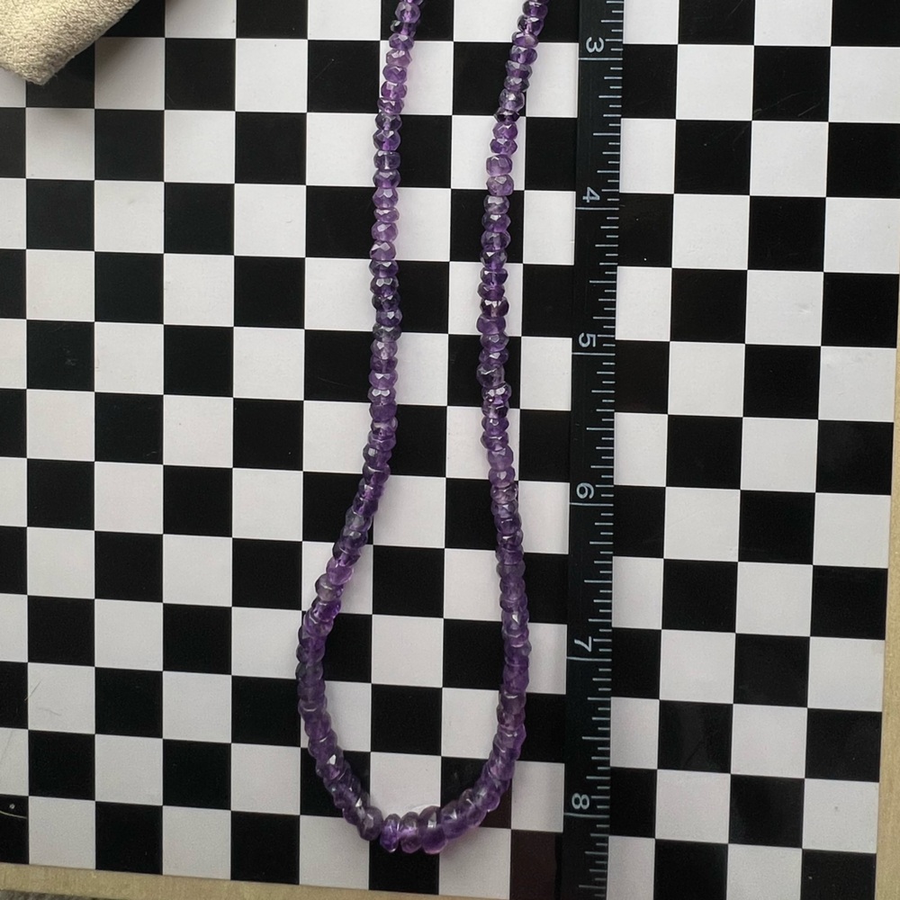 Purple Amethyst π Faceted Bead Necklace 60ctw Sterling Silver - Picture 12 of 16